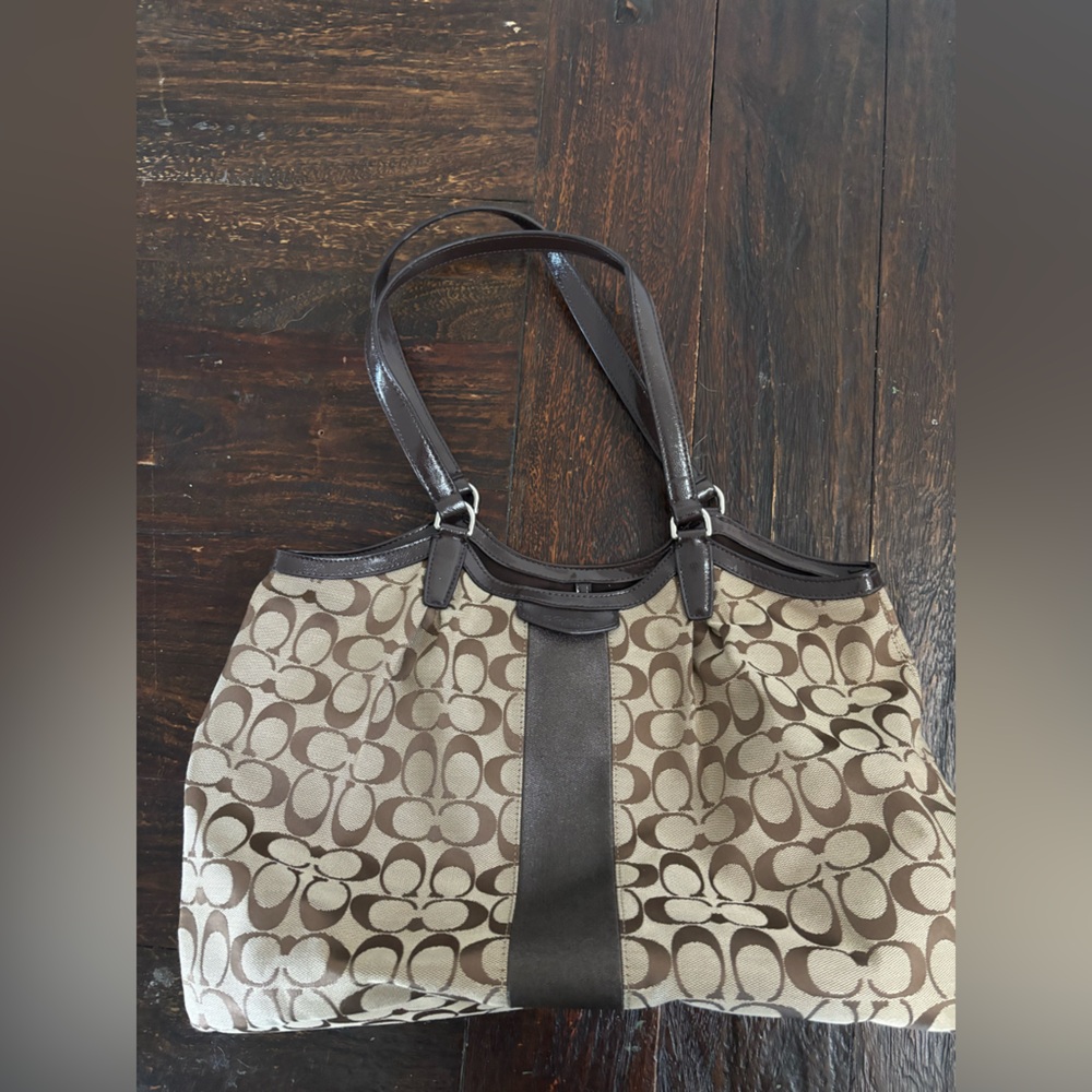Coach Brown and Tan Shoulder Bag